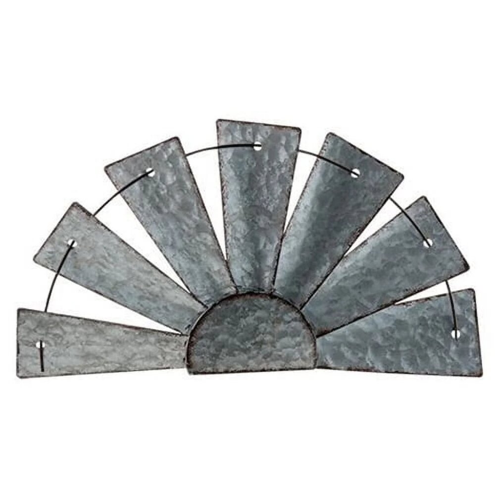 CWI Gifts Galvanized Half Windmill Wall Art - 16 inch - Farmhouse Country Decora - Picture 2 of 5